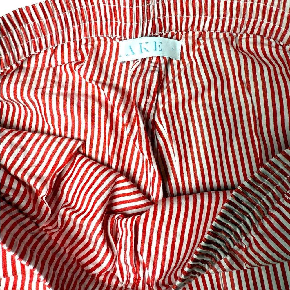 LAKE Pajamas Red & White Stripe 100% Cotton Set – Size Small (Top & Pants) - Picture 4 of 8